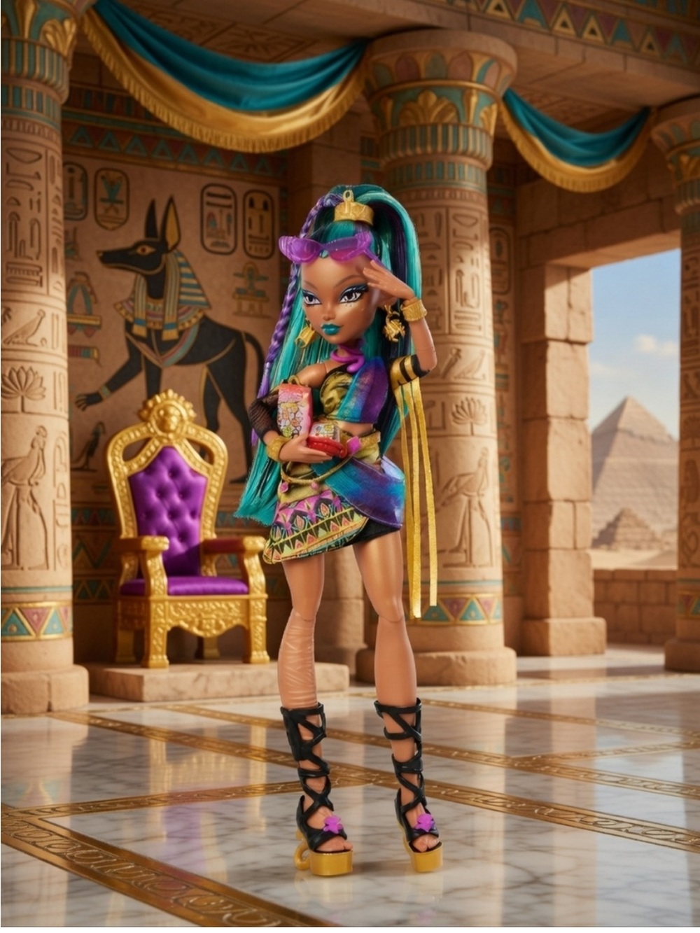 Monster High Nefera De Nile Doll with Pet Scarab Lavish and 7 Accessories